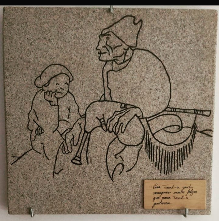Placa grabada con debuxo de Castelao